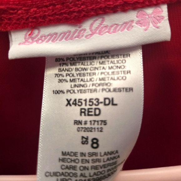 CHRISTMAS DRESS girl ,BonniJean,holiday,Size8,red,green,gold, dress,mindco, - Picture 4 of 6